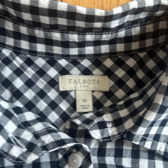 TALBOTS black and white button down shirt - Picture 3 of 4